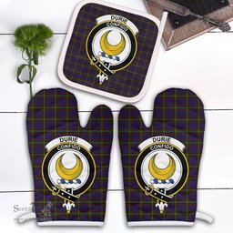 Scottish Durie Clan Crest Tartan Oven Mitt And Pot Holder Set (2 Oven Mitts + 1 Pot Holder)