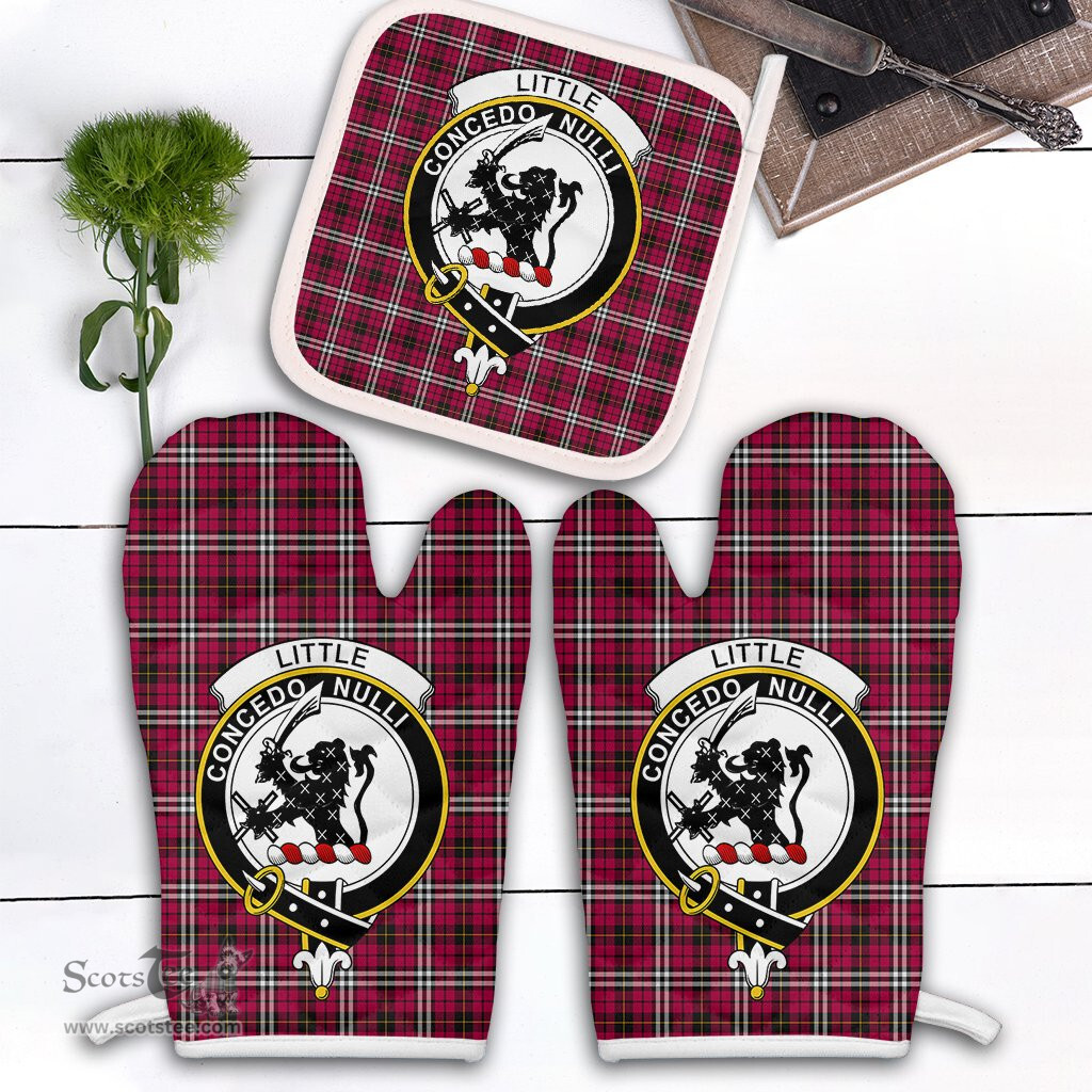 Scottish Little Clan Crest Tartan Oven Mitt And Pot Holder Set (2 Oven Mitts + 1 Pot Holder)