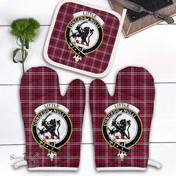 Scottish Little Clan Crest Tartan Oven Mitt And Pot Holder Set (2 Oven Mitts + 1 Pot Holder)