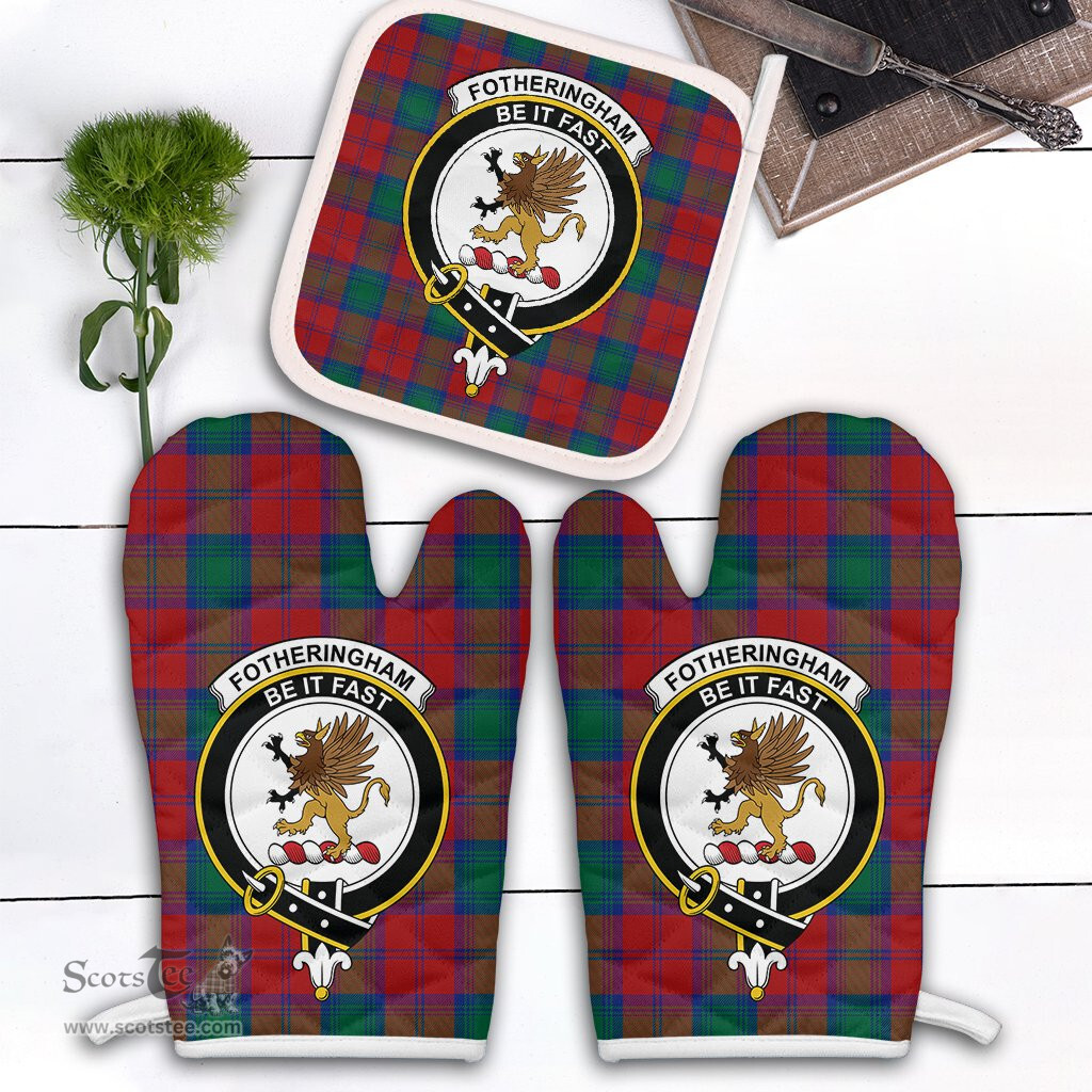 Scottish Fotheringham Modern Clan Crest Tartan Oven Mitt And Pot Holder Set (2 Oven Mitts + 1 Pot Holder)