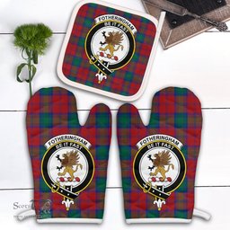 Scottish Fotheringham Modern Clan Crest Tartan Oven Mitt And Pot Holder Set (2 Oven Mitts + 1 Pot Holder)