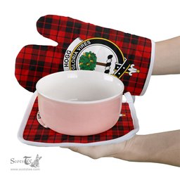 Scottish Hogg Clan Crest Tartan Oven Mitt And Pot Holder Set (2 Oven Mitts + 1 Pot Holder)