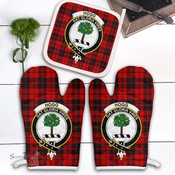 Scottish Hogg Clan Crest Tartan Oven Mitt And Pot Holder Set (2 Oven Mitts + 1 Pot Holder)
