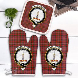 Scottish MacAlister Modern Clan Crest Tartan Oven Mitt And Pot Holder Set (2 Oven Mitts + 1 Pot Holder)