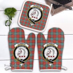Scottish Dunbar Ancient Clan Crest Tartan Oven Mitt And Pot Holder Set (2 Oven Mitts + 1 Pot Holder)