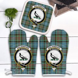 Scottish Walkinshaw Clan Crest Tartan Oven Mitt And Pot Holder Set (2 Oven Mitts + 1 Pot Holder)