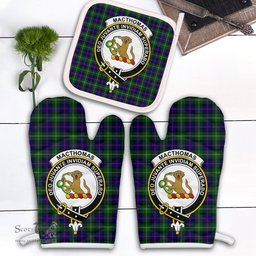 Scottish MacThomas Modern Clan Crest Tartan Oven Mitt And Pot Holder Set (2 Oven Mitts + 1 Pot Holder)