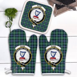 Scottish Rose Hunting Ancient Clan Crest Tartan Oven Mitt And Pot Holder Set (2 Oven Mitts + 1 Pot Holder)