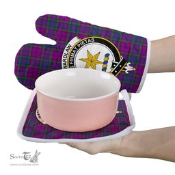 Scottish Wardlaw Modern Clan Crest Tartan Oven Mitt And Pot Holder Set (2 Oven Mitts + 1 Pot Holder)