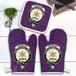 Scottish Wardlaw Modern Clan Crest Tartan Oven Mitt And Pot Holder Set (2 Oven Mitts + 1 Pot Holder)