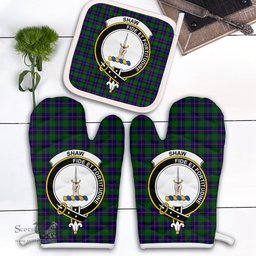 Scottish Shaw Modern Clan Crest Tartan Oven Mitt And Pot Holder Set (2 Oven Mitts + 1 Pot Holder)