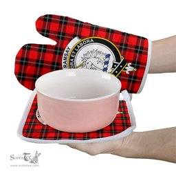 Scottish Ramsay Modern Clan Crest Tartan Oven Mitt And Pot Holder Set (2 Oven Mitts + 1 Pot Holder)