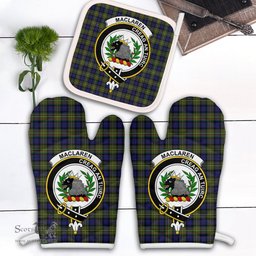 Scottish MacLaren Modern Clan Crest Tartan Oven Mitt And Pot Holder Set (2 Oven Mitts + 1 Pot Holder)