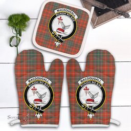 Scottish MacDougall Ancient Clan Crest Tartan Oven Mitt And Pot Holder Set (2 Oven Mitts + 1 Pot Holder)