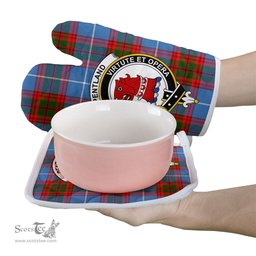 Scottish Pentland Clan Crest Tartan Oven Mitt And Pot Holder Set (2 Oven Mitts + 1 Pot Holder)