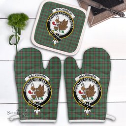 Scottish MacKinnon Hunting Ancient Clan Crest Tartan Oven Mitt And Pot Holder Set (2 Oven Mitts + 1 Pot Holder)