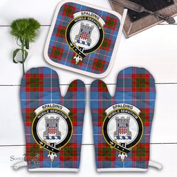 Scottish Spalding Clan Crest Tartan Oven Mitt And Pot Holder Set (2 Oven Mitts + 1 Pot Holder)