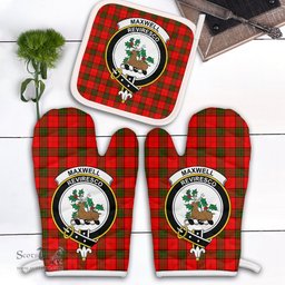 Scottish Maxwell Modern Clan Crest Tartan Oven Mitt And Pot Holder Set (2 Oven Mitts + 1 Pot Holder)