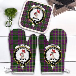 Scottish Taylor Clan Crest Tartan Oven Mitt And Pot Holder Set (2 Oven Mitts + 1 Pot Holder)