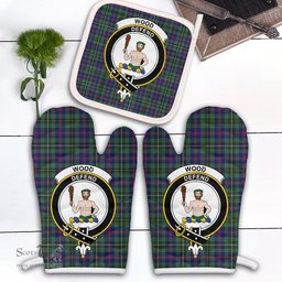 Scottish Wood Modern Clan Crest Tartan Oven Mitt And Pot Holder Set (2 Oven Mitts + 1 Pot Holder)
