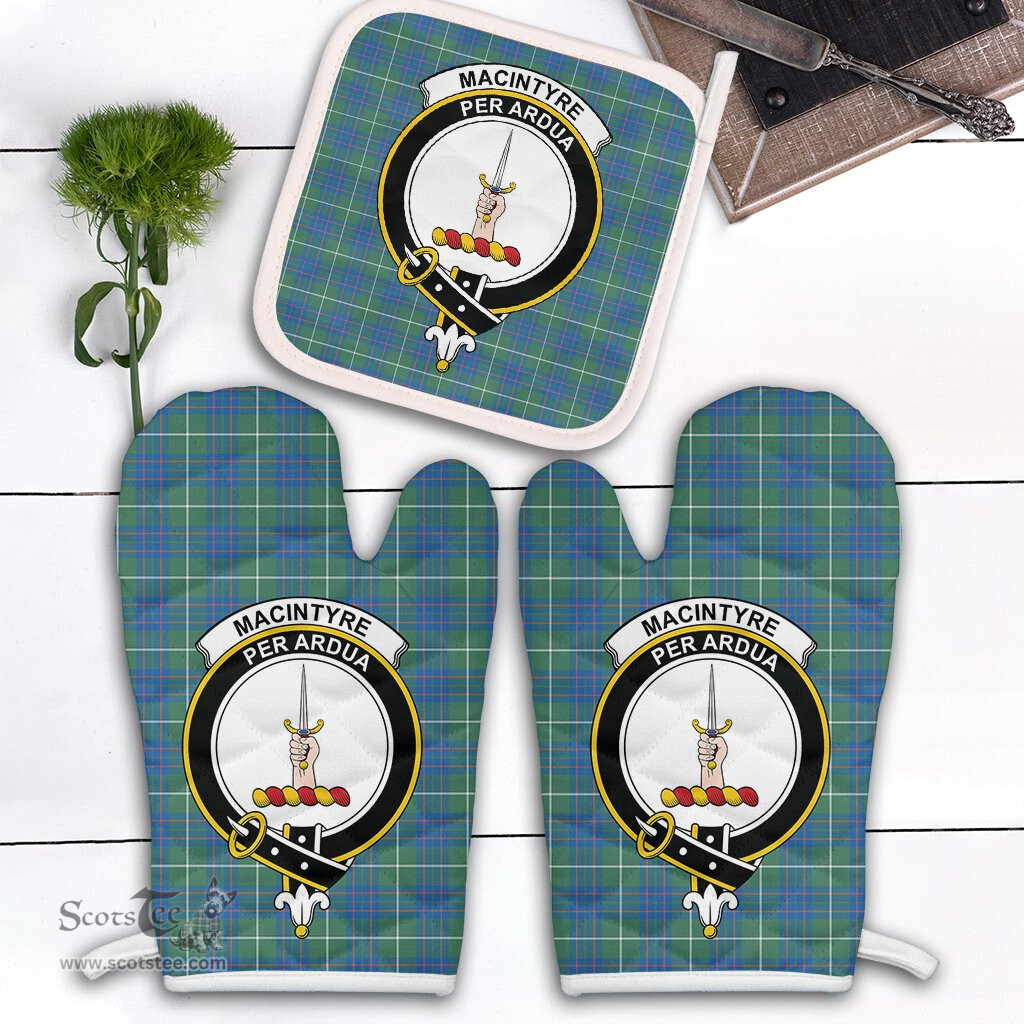 Scottish MacIntyre Hunting Ancient Clan Crest Tartan Oven Mitt And Pot Holder Set (2 Oven Mitts + 1 Pot Holder)