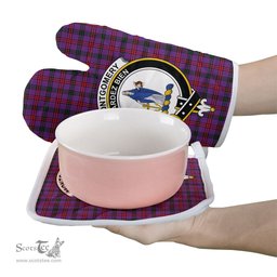 Scottish Montgomery Modern Clan Crest Tartan Oven Mitt And Pot Holder Set (2 Oven Mitts + 1 Pot Holder)
