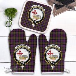 Scottish MacDonald Modern Clan Crest Tartan Oven Mitt And Pot Holder Set (2 Oven Mitts + 1 Pot Holder)