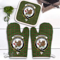 Scottish MacKinnon Hunting Modern Clan Crest Tartan Oven Mitt And Pot Holder Set (2 Oven Mitts + 1 Pot Holder)