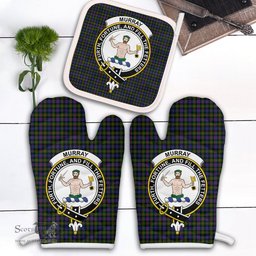 Scottish Murray Of Atholl Modern Clan Crest Tartan Oven Mitt And Pot Holder Set (2 Oven Mitts + 1 Pot Holder)