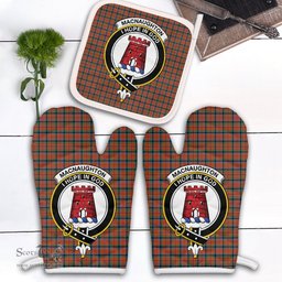 Scottish MacNaughton Ancient Clan Crest Tartan Oven Mitt And Pot Holder Set (2 Oven Mitts + 1 Pot Holder)