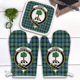 Scottish Mowat Clan Crest Tartan Oven Mitt And Pot Holder Set (2 Oven Mitts + 1 Pot Holder)