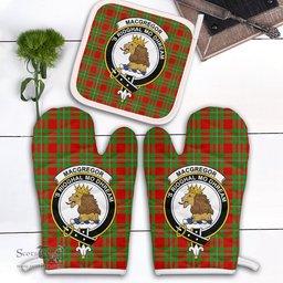 Scottish MacGregor Modern Clan Crest Tartan Oven Mitt And Pot Holder Set (2 Oven Mitts + 1 Pot Holder)