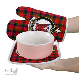 Scottish MacNaughton Modern Clan Crest Tartan Oven Mitt And Pot Holder Set (2 Oven Mitts + 1 Pot Holder)