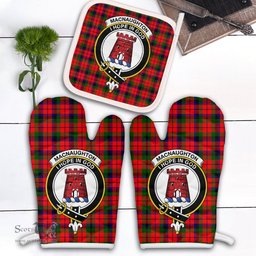 Scottish MacNaughton Modern Clan Crest Tartan Oven Mitt And Pot Holder Set (2 Oven Mitts + 1 Pot Holder)