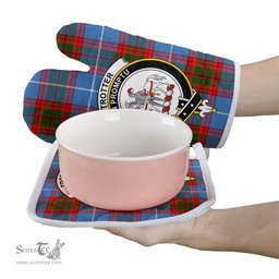 Scottish Trotter Clan Crest Tartan Oven Mitt And Pot Holder Set (2 Oven Mitts + 1 Pot Holder)