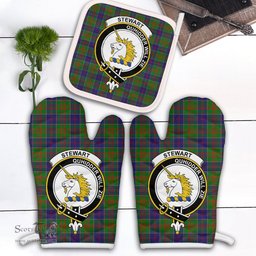 Scottish Stewart Of Appin Hunting Modern Clan Crest Tartan Oven Mitt And Pot Holder Set (2 Oven Mitts + 1 Pot Holder)