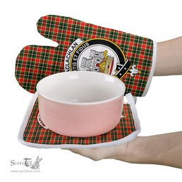 Scottish MacLachlan Hunting Modern Clan Crest Tartan Oven Mitt And Pot Holder Set (2 Oven Mitts + 1 Pot Holder)