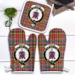 Scottish Ogilvie Of Airlie Ancient Clan Crest Tartan Oven Mitt And Pot Holder Set (2 Oven Mitts + 1 Pot Holder)