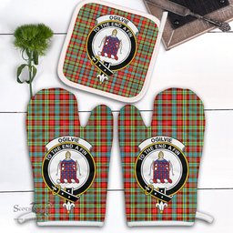 Scottish Ogilvie Clan Crest Tartan Oven Mitt And Pot Holder Set (2 Oven Mitts + 1 Pot Holder)