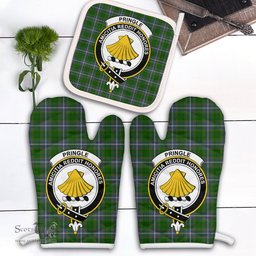 Scottish Pringle Clan Crest Tartan Oven Mitt And Pot Holder Set (2 Oven Mitts + 1 Pot Holder)