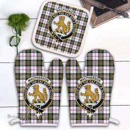 Scottish MacPherson Dress Modern Clan Crest Tartan Oven Mitt And Pot Holder Set (2 Oven Mitts + 1 Pot Holder)