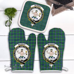 Scottish Murray Of Atholl Ancient Clan Crest Tartan Oven Mitt And Pot Holder Set (2 Oven Mitts + 1 Pot Holder)