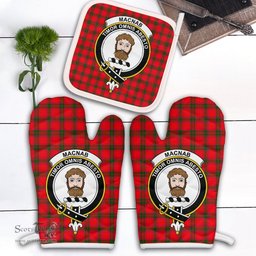 Scottish MacNab Modern Clan Crest Tartan Oven Mitt And Pot Holder Set (2 Oven Mitts + 1 Pot Holder)