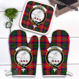 Scottish Riddell Clan Crest Tartan Oven Mitt And Pot Holder Set (2 Oven Mitts + 1 Pot Holder)