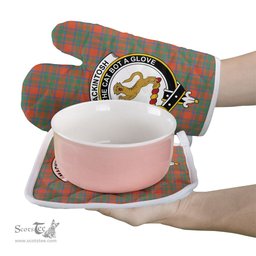Scottish MacKintosh Ancient Clan Crest Tartan Oven Mitt And Pot Holder Set (2 Oven Mitts + 1 Pot Holder)