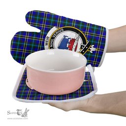 Scottish Weir Modern Clan Crest Tartan Oven Mitt And Pot Holder Set (2 Oven Mitts + 1 Pot Holder)