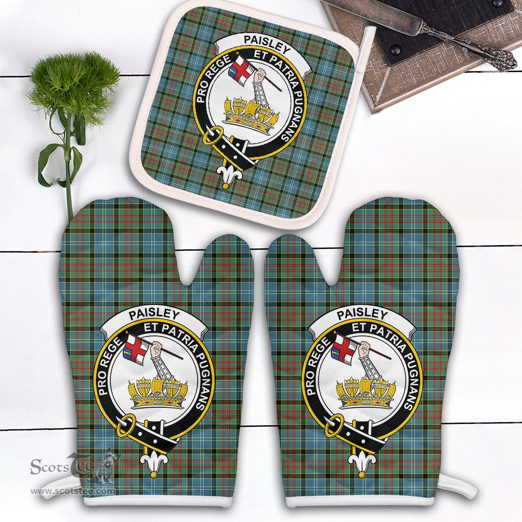 Scottish Paisley Clan Crest Tartan Oven Mitt And Pot Holder Set (2 Oven Mitts + 1 Pot Holder)