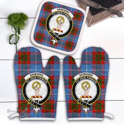Scottish Skirving Clan Crest Tartan Oven Mitt And Pot Holder Set (2 Oven Mitts + 1 Pot Holder)