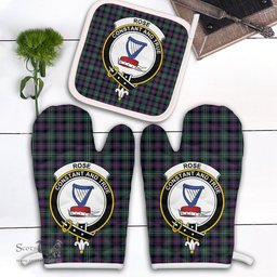 Scottish Rose Hunting Modern Clan Crest Tartan Oven Mitt And Pot Holder Set (2 Oven Mitts + 1 Pot Holder)