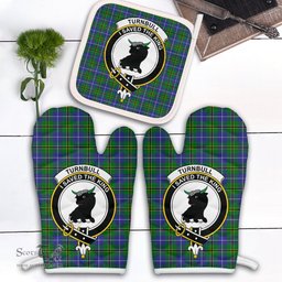 Scottish Turnbull Hunting Clan Crest Tartan Oven Mitt And Pot Holder Set (2 Oven Mitts + 1 Pot Holder)